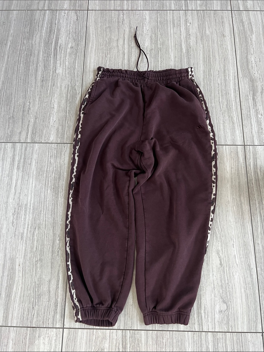 adidas  Brown Sweatpants with Leopard Side Stripe